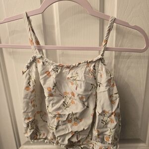 Art Class Floral White Crop Top